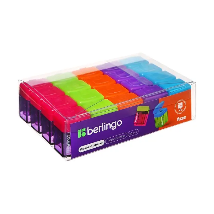 Точилка Berlingo &laquo;Fuze&raquo;, 1 отверстие, с контейнером, пластик, МИКС