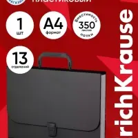Папка-портфель А4 ErichKrause Matt Classic, 13 отделений, чёрная