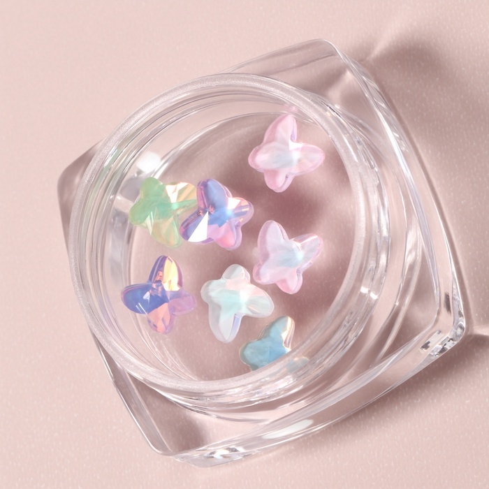 Фигурки для дизайна ногтей «Витражные бабочки», объёмные, разноцветные Фигурки для дизайна ногтей «Витражные бабочки», объёмные, разноцветные