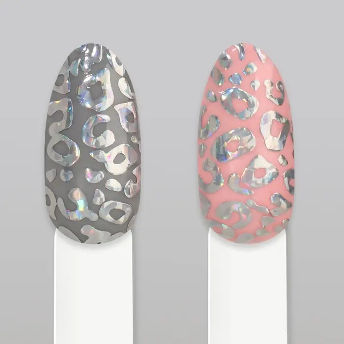 Наклейки для ногтей «Леопард», фольгированные, голографические, цвет серебристый