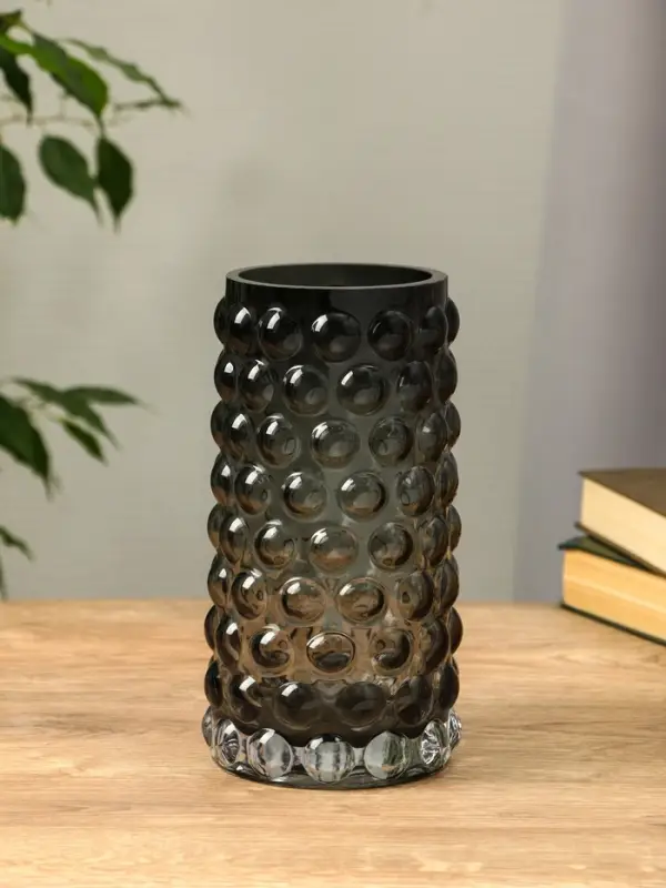 Ваза стекло настольная  Ваза стекло настольная "Валери" шарики, 23х11 см, серый