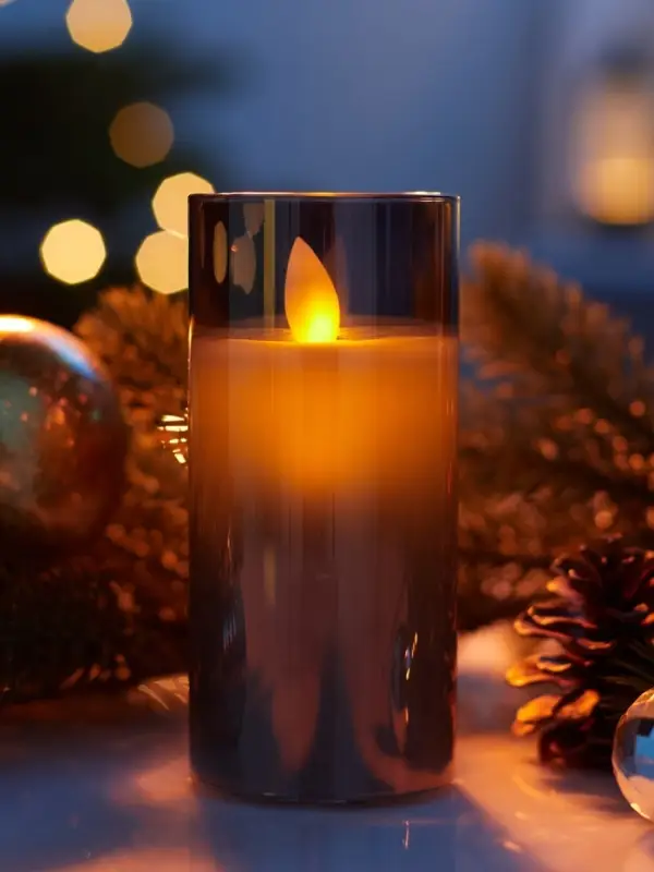 Светодиодная свеча &laquo;Серебристая&raquo;, 12&times;5.5 см, от батареек AAx2, свечение тёплое белое