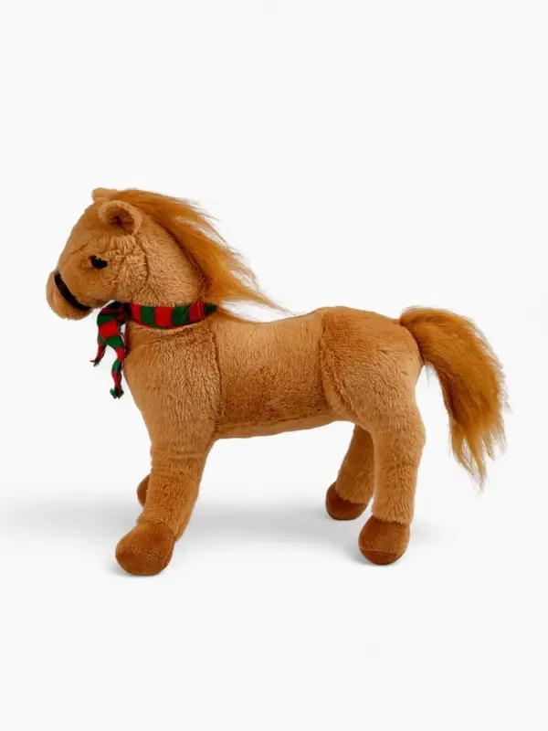 POMPOSHKI Мягкая игрушка Лошадка в шарфе, коричневая