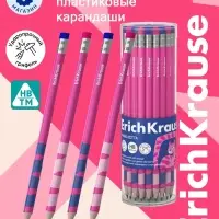 Карандаш чернографитный ErichKrause Pinna Kotta, круглый, с ластиком, HB, в тубусе, МИКС