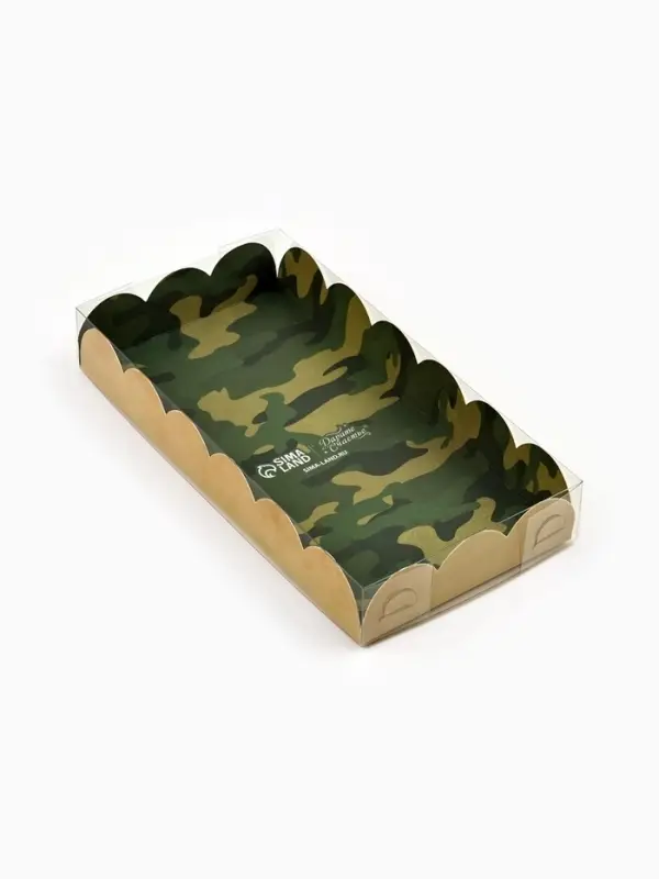 Коробка для кондитерских изделий с пластиковой крышкой &laquo;23 Февраля&raquo;, 10.5&times;21&times;3 см