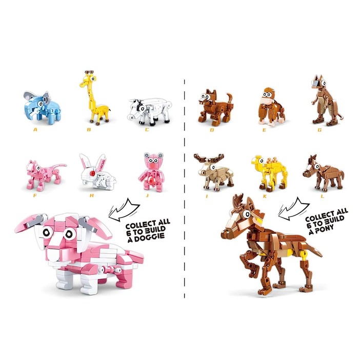 Конструктор в яйце «Животные», 12 видов, МИКС