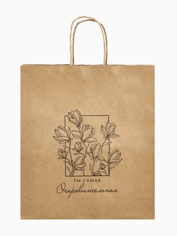 Пакет подарочный крафтовый «Цветочный» 22 х 25 х 12 см