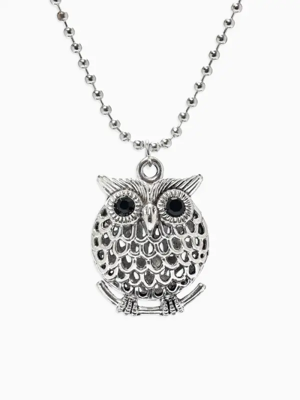Кулон &laquo;Сова круглая&raquo;, art, цвет серебро чернёное, 44 см