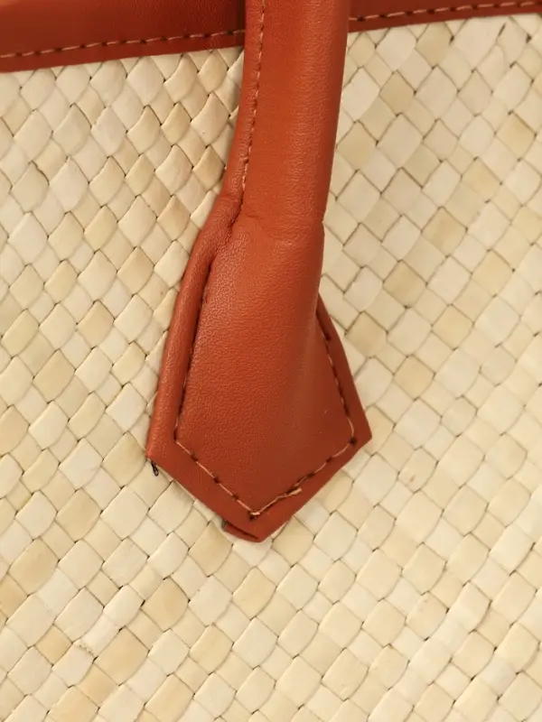 Сумка плетёная на застёжке из пандана, 41&times;16&times;50 см, бежево-коричневая
