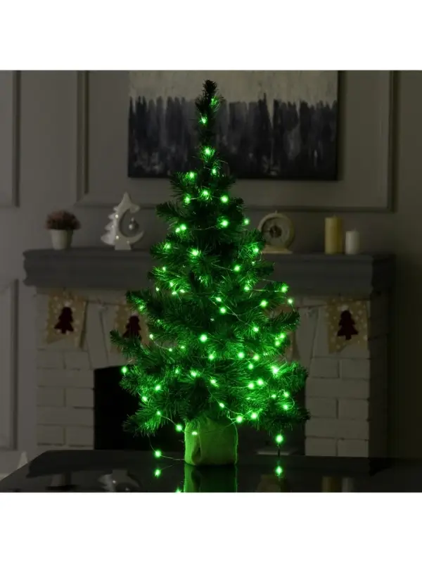 Умная гирлянда &laquo;Нить&raquo; 10 м, роса, IP20, серебристая нить, 100 LED, управление с приложения, свечение RGB, USB