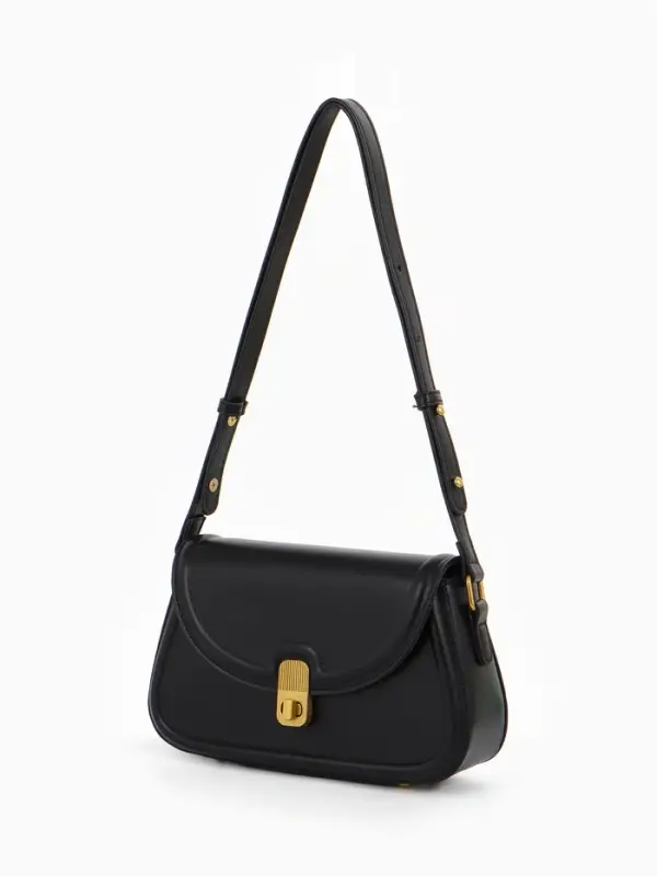 Сумка женская мессенджер TEXTURA на клапане, 23&times;6&times;13 см, чёрная