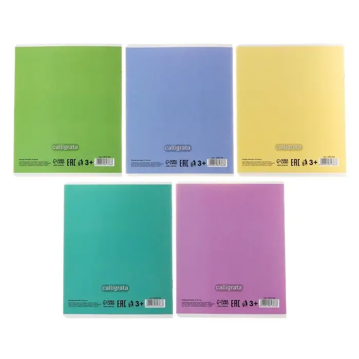 Тетрадь 18 листов в клетку Calligrata "Пятёрка", обложка мелованный картон, блок офсет, белизна 95%, МИКС