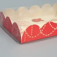 Коробка для кондитерских изделий с PVC крышкой &laquo;С Новым годом&raquo;, 10.5 х 21 х 3 см