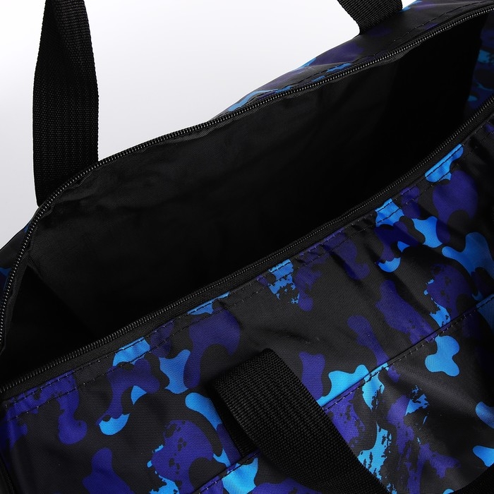 Сумка дорожная на молнии, наружный карман, длинный ремень, цвет синий/чёрный Сумка дорожная на молнии, наружный карман, длинный ремень, цвет синий/чёрный