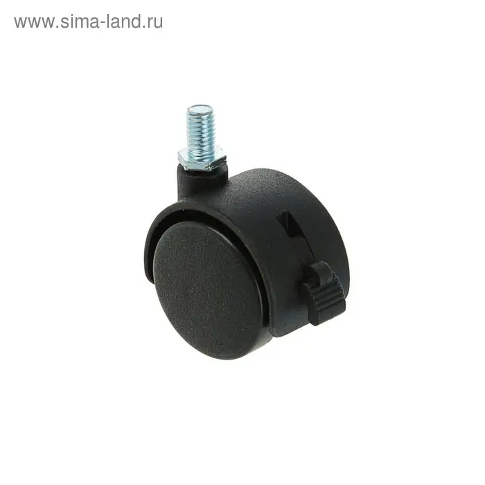 Колесо мебельное, d=40 мм, с футоркой, с тормозом, черный пластик Колесо мебельное, d=40 мм, с футоркой, с тормозом, черный пластик