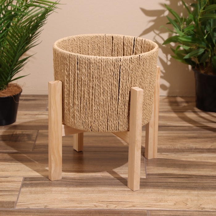 Набор плетёных кашпо, 3 шт, 29х29х22 см, цв. тёмно-бежевый Набор плетёных кашпо, 3 шт, 29х29х22 см, цв. тёмно-бежевый