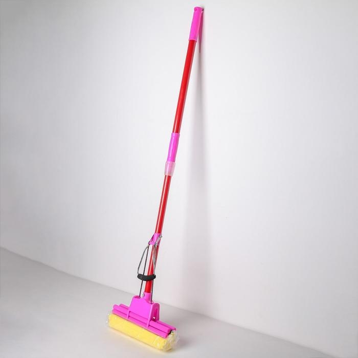 Швабра для мытья пола с двойным роликовым отжимом Доляна, насадка ПВА 28×6 см, телескопическая ручка 96-119 см, цвет МИКС Швабра для мытья пола с двойным роликовым отжимом Доляна, насадка ПВА 28×6 см, телескопическая ручка 96-119 см, цвет МИКС