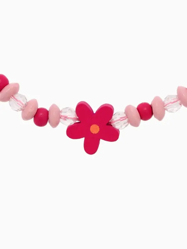 Набор детских украшений Выбражулька &laquo;Цветочки&raquo;, 2 предмета: бусы, браслет d=6 см розовый