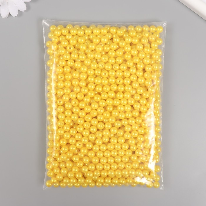 Набор бусин "Жемчуг" d 8 мм, 250 гр, жёлтый
