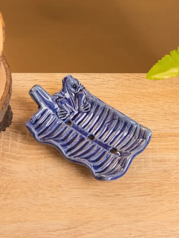 Мыльница "Геккон" керамика, цв. синий, 12х7х3 см