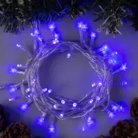 Гирлянда &laquo;Нить&raquo; 5 м, IP20, прозрачная нить, 50 LED, 8 режимов, 220 В, свечение синее
