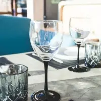 Бокалы для вина Luminarc Domino, 350 мл, размер одного бокала 7.5&times;20.5 см, набор 6 шт., стекло, прозрачные, чёрная ножка