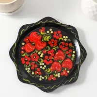 Блюдо сервировочное &laquo;Земляничка&raquo;, 15&times;0.5 см, дерево хохлома