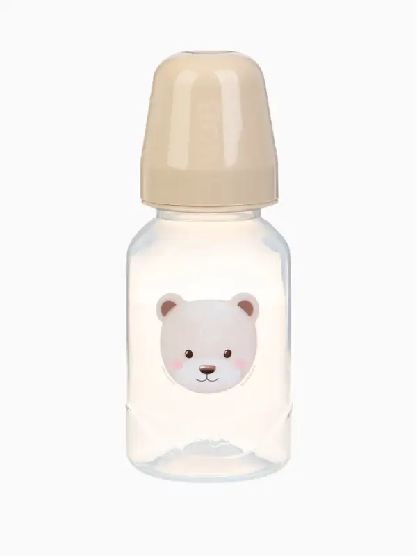 Бутылочка для кормления Bear 150 мл, цилиндр, бежевый Mum&Baby