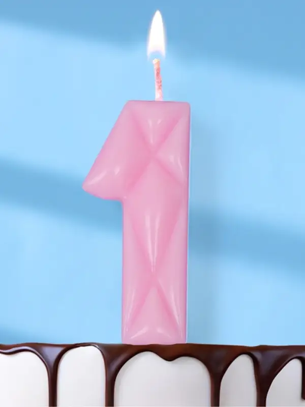 Свеча для торта «Цифра 1», светло-розовая Свеча для торта «Цифра 1», светло-розовая
