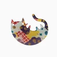 Брошь &laquo;Кот&raquo; игривый, цветная в серебре