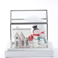 Фигура с подсветкой &laquo;Снеговички у заснеженного домика&raquo;, 19.5&times;14.5&times;17 см, стекло