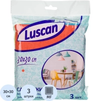 Салфетки хозяйственные Luscan из микрофибры универс 300г/м2 30х30см 3шт/уп