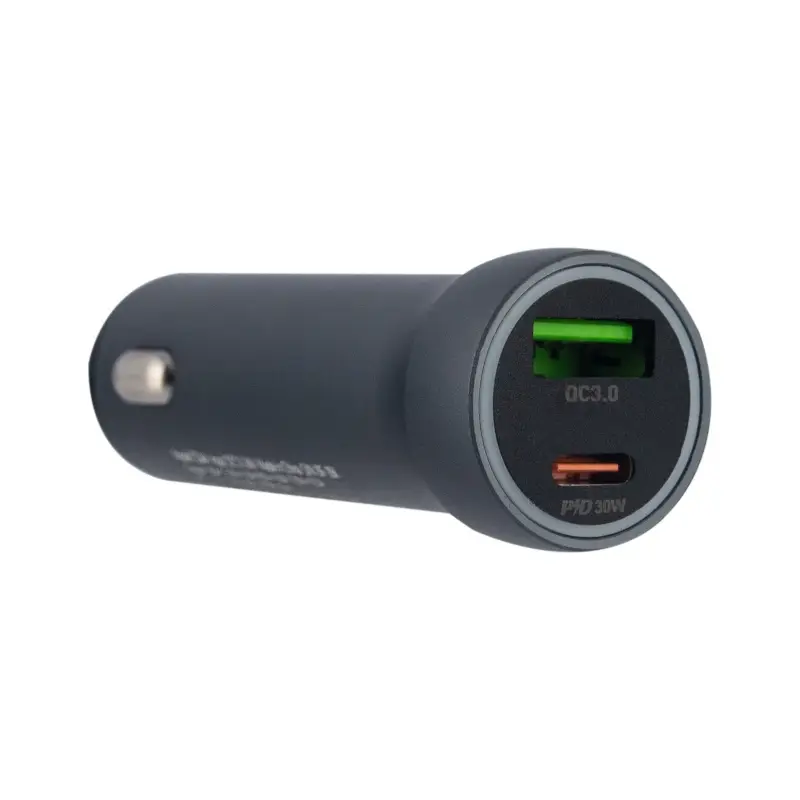 Переходник автомобильного зарядного устройства на Type-C 48W + USB QC3.0 Z54A HOCO серый