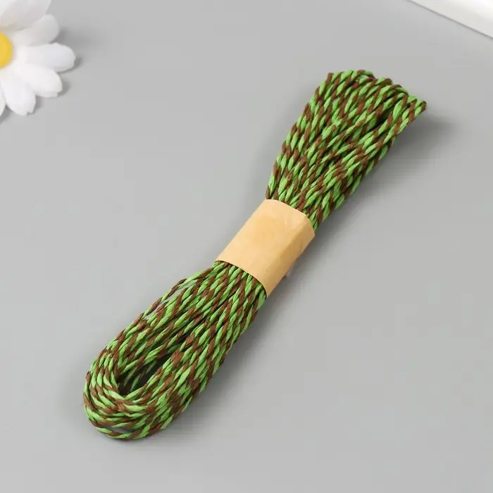 Пряжа 100% целлюлоза "Softino Raffia Color Melange" кручёная, зелёный луг 10м ±2м