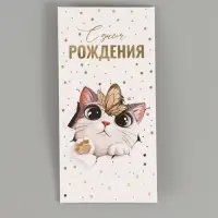 Конверт для денег &laquo;Котик&raquo;, тиснение, 16.5&times;8 см