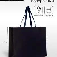 Пакет подарочный ламинированный горизонтальный &laquo;Синий&raquo;, 48&times;39&times;16 см