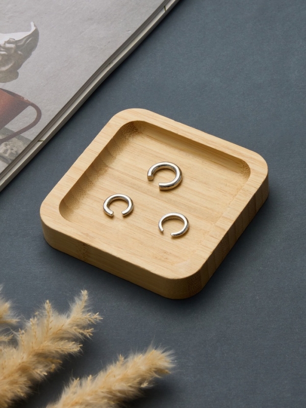 Серьги каффы «Трио», набор 3 шт. цвет серебро