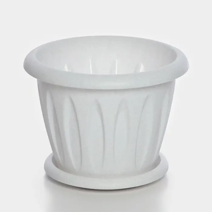 Горшок для цветов &laquo;Фелиция&raquo;, 3.6 л, d=22.5 см, h=17.2 см, пластиковый, с поддоном, цвет мраморный