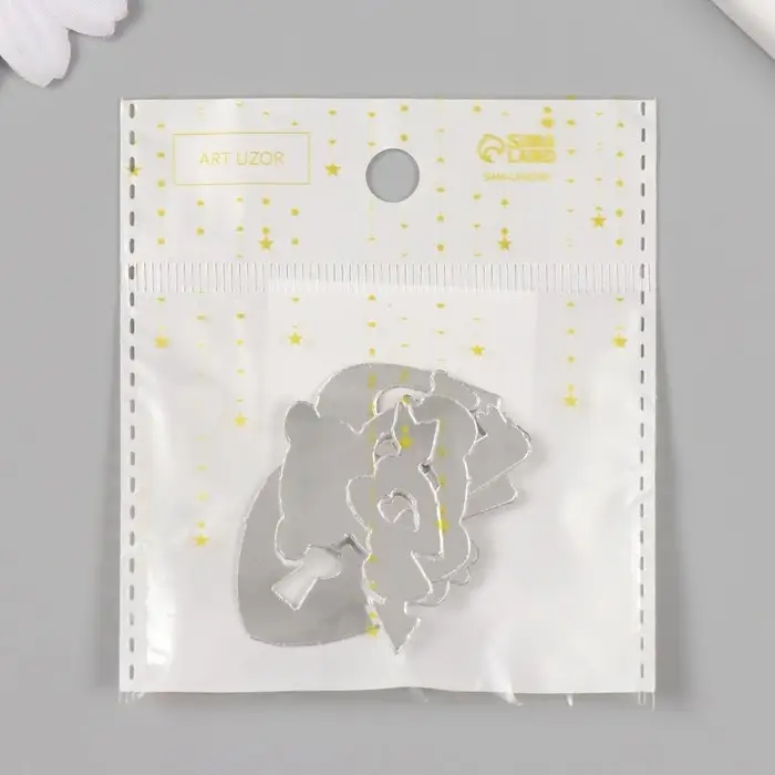 Декор для творчества пластик зеркальный "Любовь" набор 6 шт