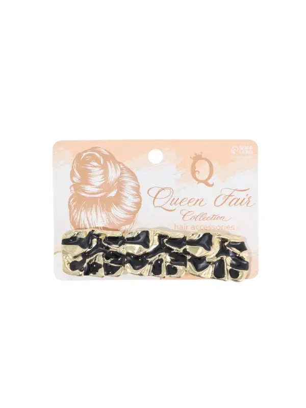 Заколка - автомат для волос QF &laquo;Филомена&raquo;, прямой, 9 см, чёрно-золотая