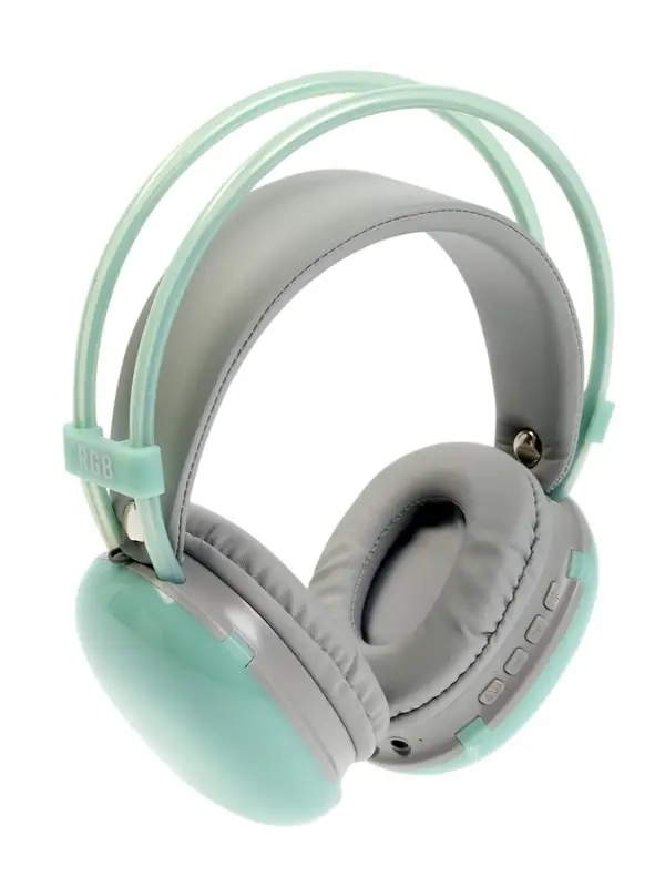 Наушники беспроводные, полноразмерные, Mybit W-33, RGB подсветка, Bluetooth 5.3, 800 мАч, Type-C, RGB подсветка, зелёные