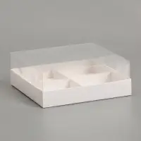 Коробка для муссовых пирожных, 4 штуки, 17&times;17&times;6 Белый