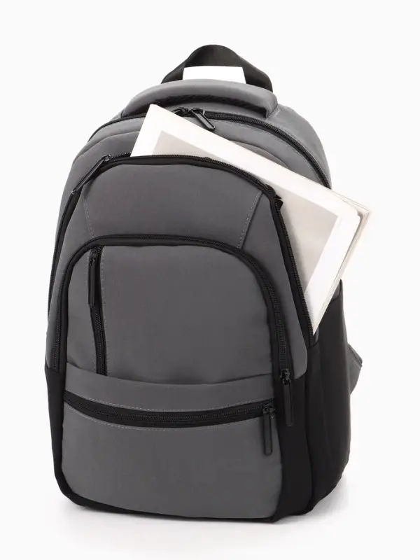 Рюкзак школьный, 2 отделения, 5 карманов, водонепроницаемое дно, 26&times;14&times;39 см, серый