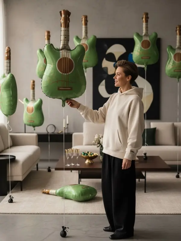 Воздушный шар фольгированный 35" "Гитара" цвет зеленый