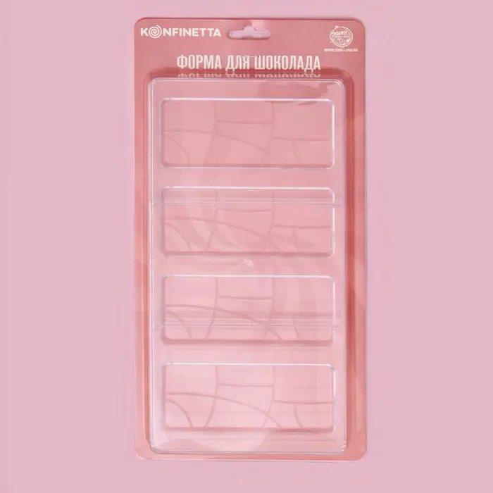 Форма для шоколада KONFINETTA &laquo;Плитка&raquo;, 28&times;14 см, 4 ячейки 11.7&times;4.8&times;0.7 см, пластик, прозрачная