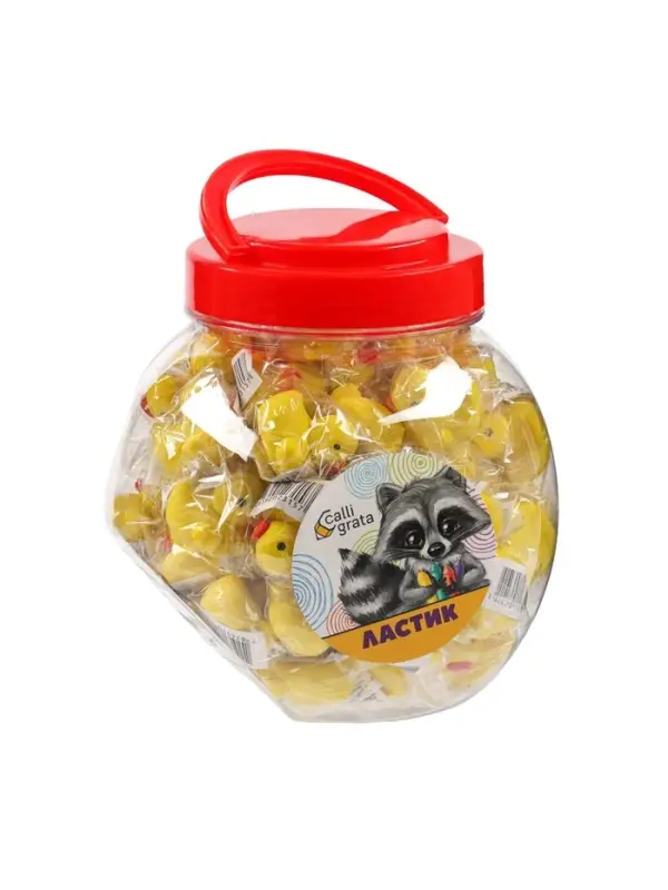 Ластик фигурный «Уточка в пакетека», штрихкод на штуке Ластик фигурный «Уточка в пакетека», штрихкод на штуке