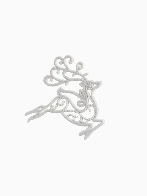 Ёлочные игрушки 2 шт. &laquo;Зимнее волшебство. Олень люкс&raquo; пластик, 11&times;11 см, белый