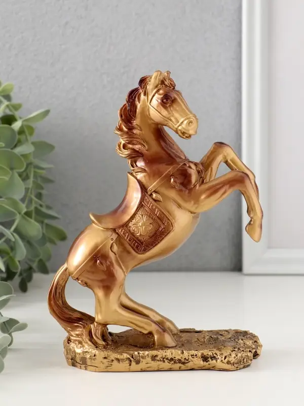 Сувенир полистоун Сувенир полистоун "Рыцарский конь на дыбах" под бронзу 12х5,8х16 см