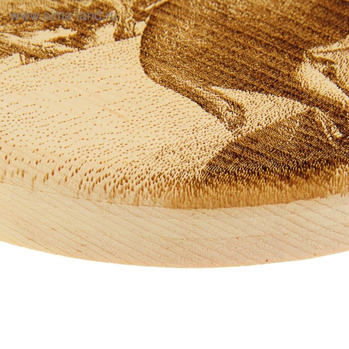 Доска из массива кедра «Олень», круглая, 18 × 18 см