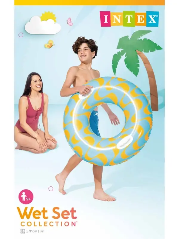 Круг для плавания &laquo;Водоворот&raquo;, надувной, d=91 см, от 9 лет, с ручками, МИКС, 59256NP INTEX